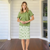 Tiffany Ruffle Linen Top - Basil | Gordon Smith
