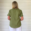 Tiffany Ruffle Linen Top - Basil | Gordon Smith