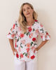 Linen Flutter Sleeve Top - Roses | Seesaw