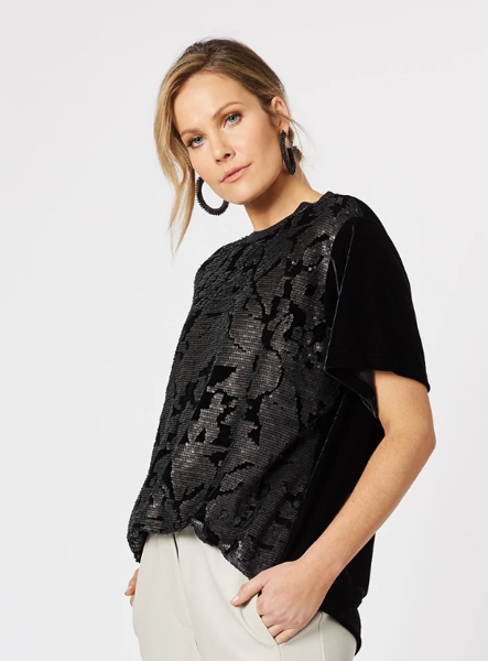 Velvet Sequin Top - Black | Hammock & Vine