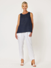 Jersey Waist Linen Pant - White | Gordon Smith