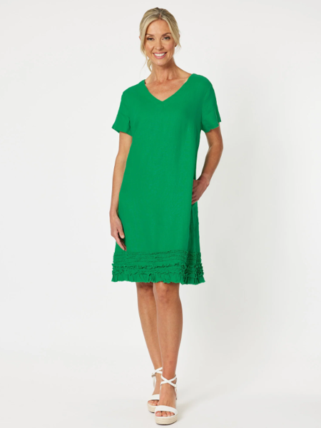 Chic Linen Shift Dress- Emerald | Gordon Smith