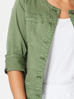 Collarless Denim Jacket - Khaki | Threadz