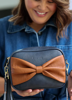 Sally Bow- Navy with Tan bow | LIV & MILLY