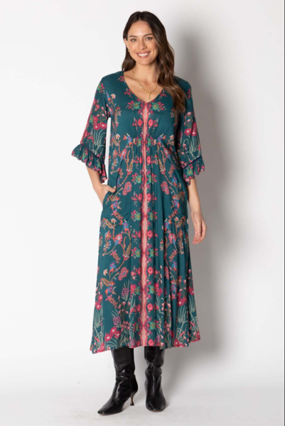 Barcelona Shirred Midi - Forest | Lula Soul
