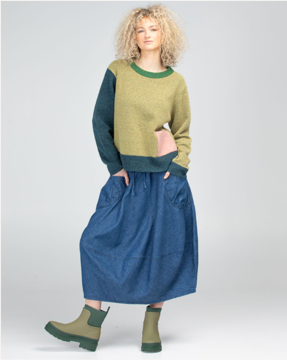 Guru Skirt- Mid wash denim | Boom Shanker 
