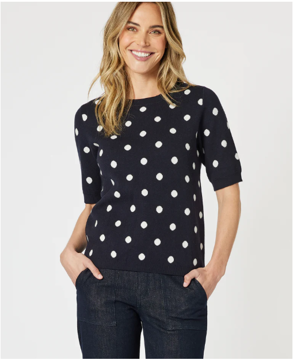 Ascot Spot Top - Navy/White | Gordon Smith