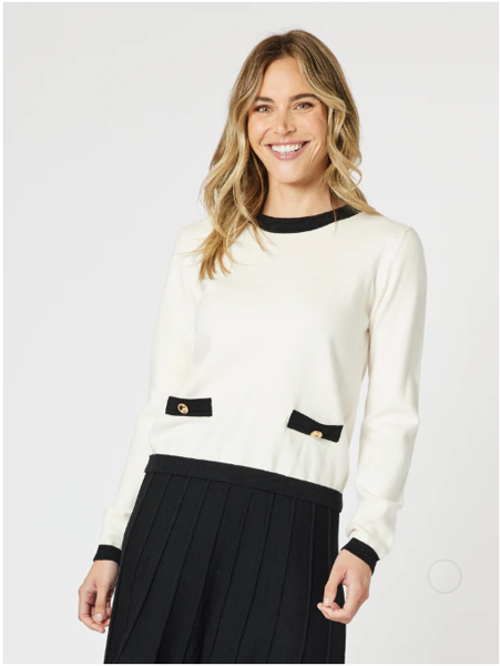 Mosman Jumper - Ivory/Black | Gordon Smith