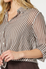 City Stripe Print Sheer Shirt - Chocolate/White | Gordon Smith