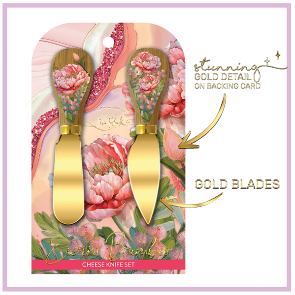 Cheese Knives - Coral Peony | Lisa Pollock Art