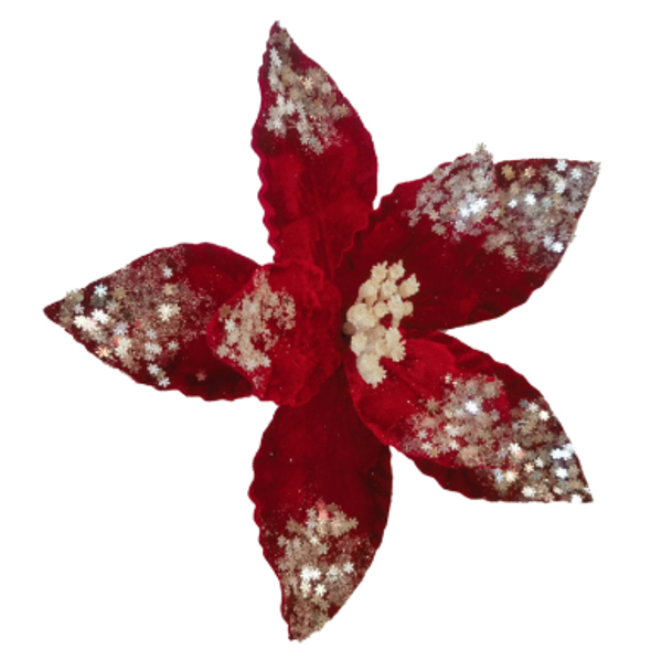 CLIP ON FABRIC PONSTTIA RED WHITE CRUST | Christmas 