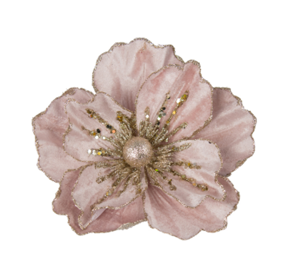 CLIP ON MAGNOLIA - PINK GOLD CENTRE | Christmas