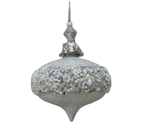 ACRYLIC CRUSTED ONION DECORATION - WHITE SILVER | Christmas