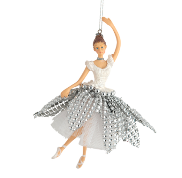 FABRIC BALLARINA DECORATION - WHITE SILVER | Christmas