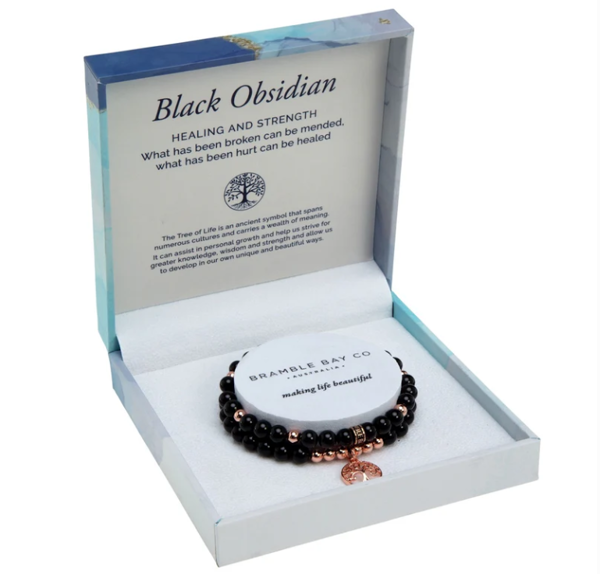 Duo Bracelet Set - Black Obsidian Rose Gold | Bramble Bay Collection