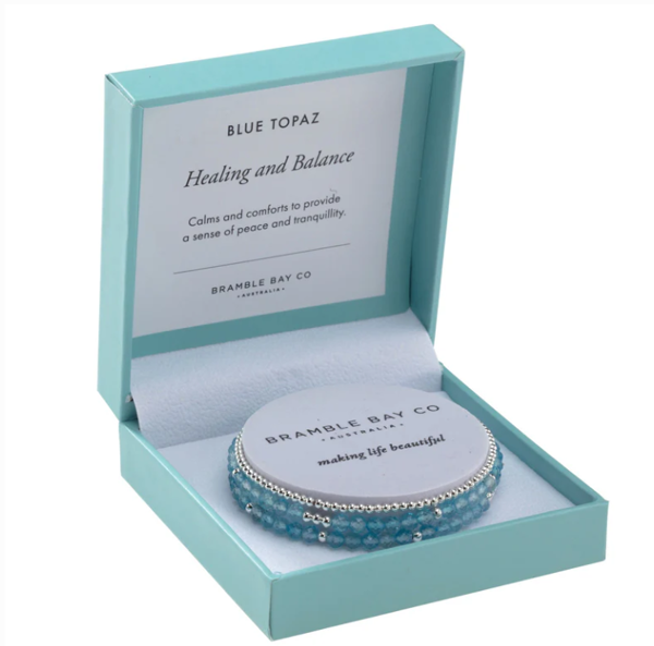 Blue Topaz & Silver plated bead- Healing & Balance | Trio Bracelet Set