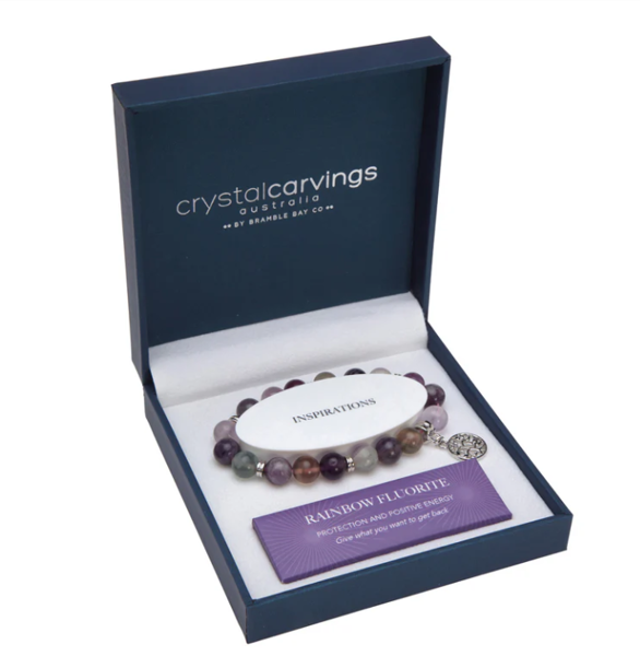 Rainbow Flourite Tree Of Life | Inspiration Boxed Charm Bracelet