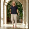 Sarah Linen Pleat Hem Pant - Natural | Gordon Smith