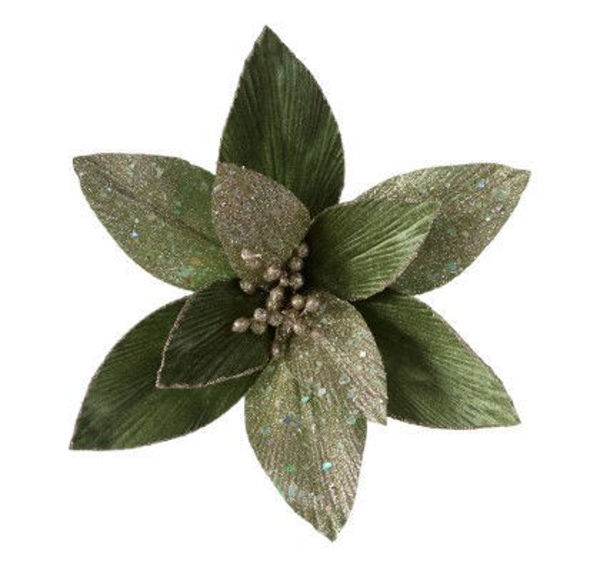 CLIP ON FABRIC PONSTTIA - SAGE CHAMPAGNE | Christmas