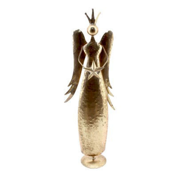 METAL CROWNED GOLD ANGEL LARGE | 60CM