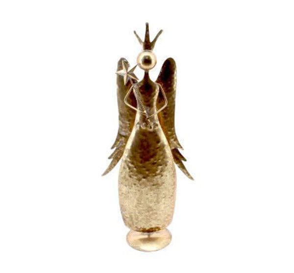 METAL CROWNED GOLD ANGEL SMALL | 48CM