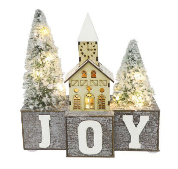 MDF LED VILLAGE - GREY GREEN JOY | Christmas