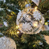 GLASS BAUBLE - CLEAR w/ WHITE FLOWER | 8CM
