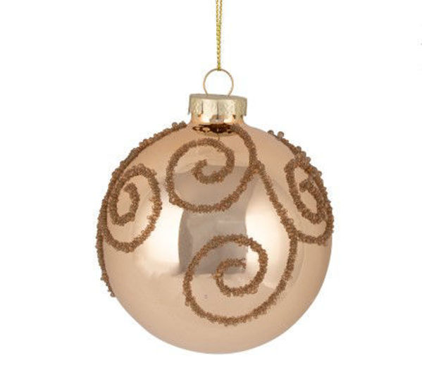 GLASS BAUBLE- COPPER BEAD SWIRL | 9CM