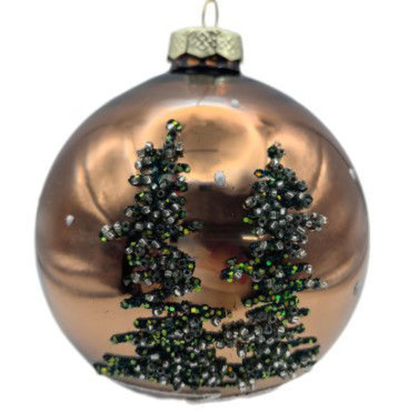 GLASS BAUBLE - COPPER GREEN | 10CM