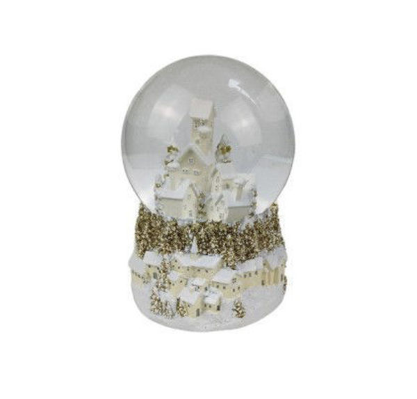 MUSICAL VILLAGE SNOWGLOBE- NATURAL/WHITE | 16CM