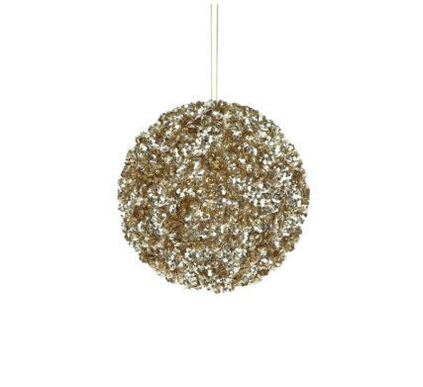 STYRO BEADED SEQUIN BALL- CHAMPAGNE  | SMALL 12CM