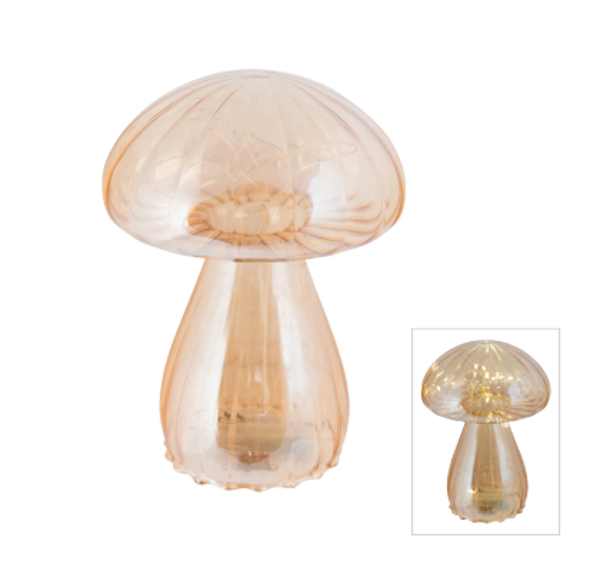 GLASS LED CHAMPAGNE MUSHROOM | SMALL 16.5CM