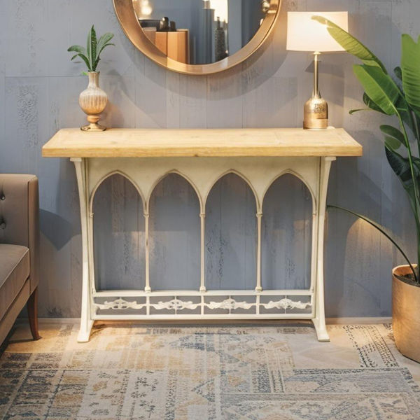 Martinique Console Table | Natural/Distressed White
