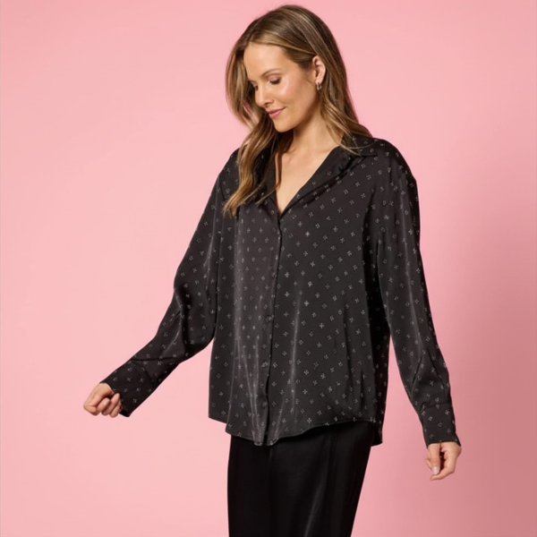 Glimmer Diamante Shirt - Black | Hammock & Vine