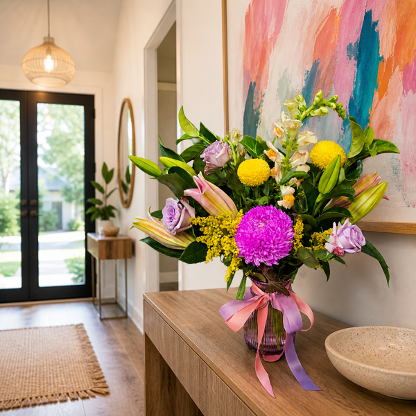 Happy Bloom Vase  | Bright Seasonal Bouquet in Vase