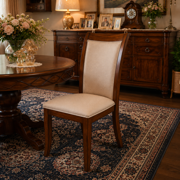 Vallencia Chair- Beige   Walnut Pine