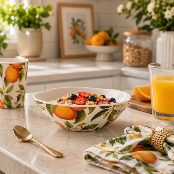 Citrus Grove - Orange Melamine Small Bowl  Madras Link