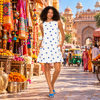 Hara Dress - Blue Polka Dot | Boom Shanker