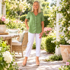 Audrey Ruffle Detail Linen Top – Fern | Gordon Smith
